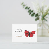 Rotes Schmetterlings-Zeichnen Visitenkarte (Stehend Vorderseite)