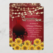 Rotes Schmetterlingskleid Sunflower String lights Einladung (Vorne/Hinten)