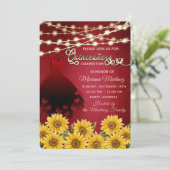 Rotes Schmetterlingskleid Sunflower String lights Einladung (Stehend Vorderseite)