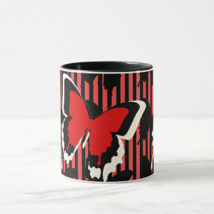 Rotes Schmetterlingsstreifen-Geschenk zur Hauseinw Tasse