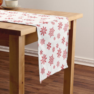 Rotes Schneeflockemuster - Weihnachtsgeschenke Kurzer Tischläufer