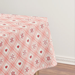 Rotes Schneeflocken Herz in rosa Retro Nahtloses M Tischdecke
