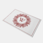 Rotes Schneeflocken-Monogramm Fußmatte (Schrägansicht)