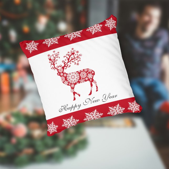 Rotes Schneeflockenmuster Kissen (Von Creator hochgeladen)