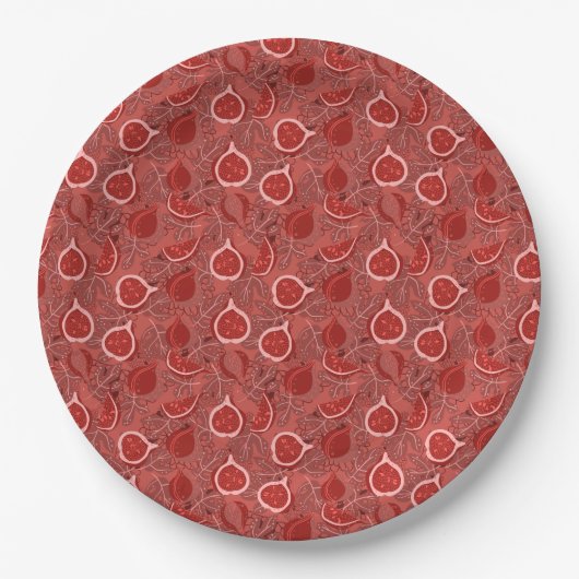 Rotes schönes Feigenfruchtmuster Pappteller (Vorderseite)