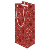 Rotes, schönes Fruchtmuster Geschenktüte Für Weinflaschen (Rückseite Schrägansicht)