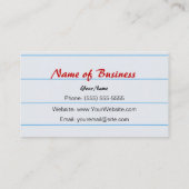 Rotes Schreiben mit Lehrer-Bleistift auf Visitenkarte (Rückseite)