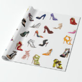 Rotes Schuh-Schwarzes pumpt blaues Geschenkpapier (Ungerollt)