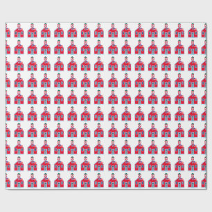 Rotes Schulhaus Geschenkpapier