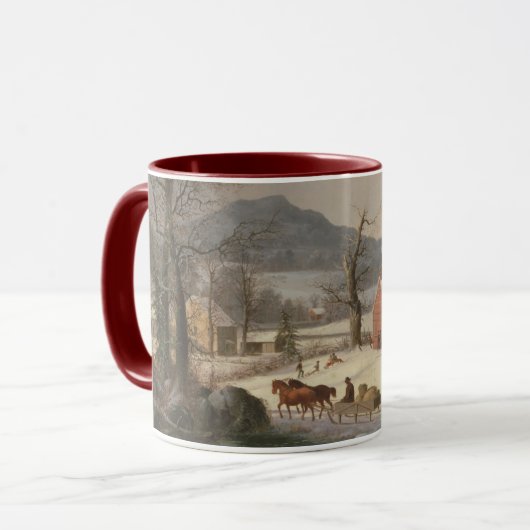 Rotes Schulhaus (Land-Szene) 1858 Tasse (Vorderseite Links)