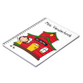 Rotes Schulhaus mit Lehrer-Notizbuch Notizblock (Linke Seite)
