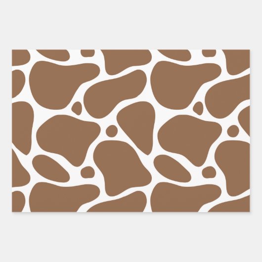 Rotes schwarz-braunes Giraffenmuster auf weiß Geschenkpapier Set (Vorderseite 2)