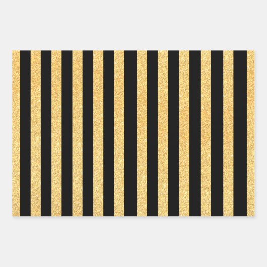Rotes Schwarz-Glitzer Streifen Muster Geschenkpapier Set (Vorderseite 3)