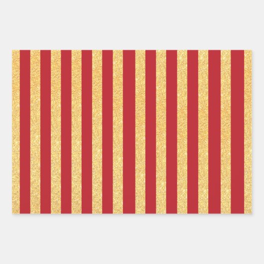 Rotes Schwarz-Glitzer Streifen Muster Geschenkpapier Set (Vorderseite 2)