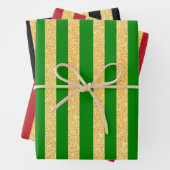 Rotes Schwarz-Glitzer Streifen Muster Geschenkpapier Set (Beispiel)