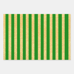 Rotes Schwarz-Glitzer Streifen Muster Geschenkpapier Set