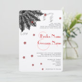 Rotes Schwarz (ohne Blume) Einladungen zum Hochzei (Stehend Vorderseite)