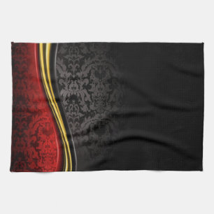 ROTES SCHWARZ UND GOLD BAROQUE PATTER KÜCHE TOWEL KÜCHENTUCH