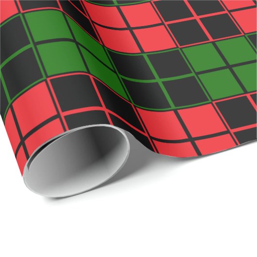 Rotes Schwarz und grüne Karos #1 Umschlagpapier Geschenkpapier (Rolleneckpunkt)