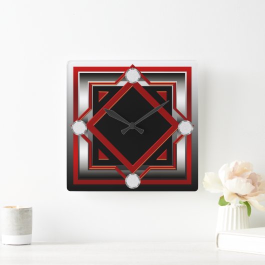 Rotes Schwarz und Silber Tonwand Uhr (Zuhause)