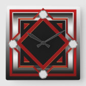 Rotes Schwarz und Silber Tonwand Uhr (Vorderseite)