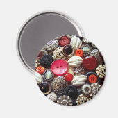 Rotes Schwarz und Silver Button Collage Magnet (Vorderseite/Rückseite)