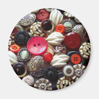 Rotes Schwarz und Silver Button Collage Magnet