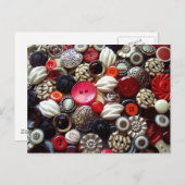 Rotes Schwarz und Silver Button Collage Postkarte (Vorne/Hinten)