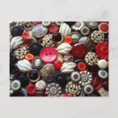 Rotes Schwarz und Silver Button Collage Postkarte (Vorderseite)