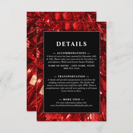 Rotes Schwarz und Weiß Moderne Weihnachtszeit Begleitkarte (Vorne/Hinten)