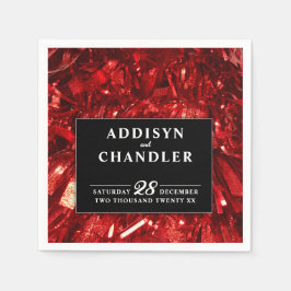 Rotes Schwarz und Weiß Moderne Weihnachtszeit Serviette