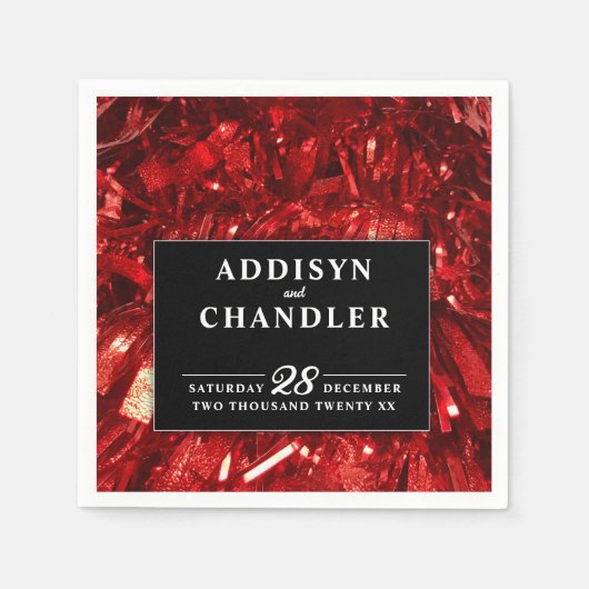 Rotes Schwarz und Weiß Moderne Weihnachtszeit Serviette (Vorderseite)