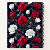 Rotes Schwarz und Weiße Rosen Goth Notizblock (Rückseite)