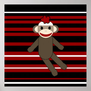 Rotes, Schwarz-weiß gestricktes Sockenfingerhorn Poster