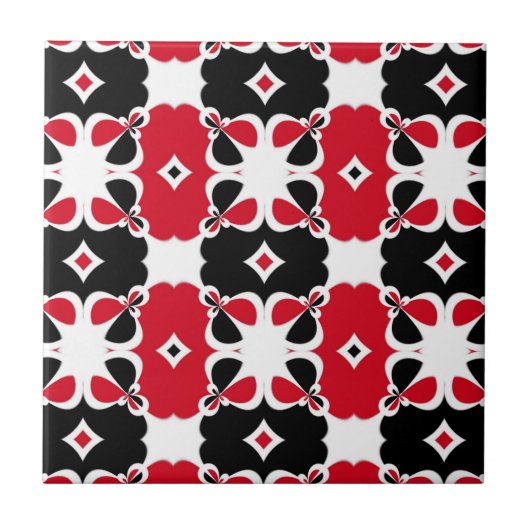rotes Schwarz-Weiß-Muster Fliese (Vorderseite)