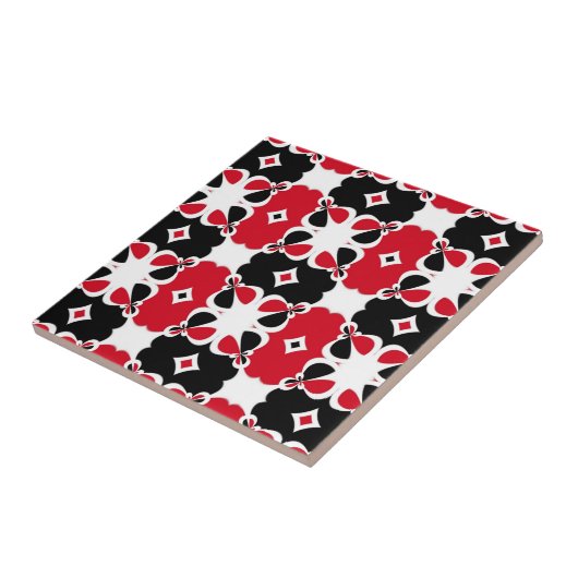 rotes Schwarz-Weiß-Muster Fliese (Seite)