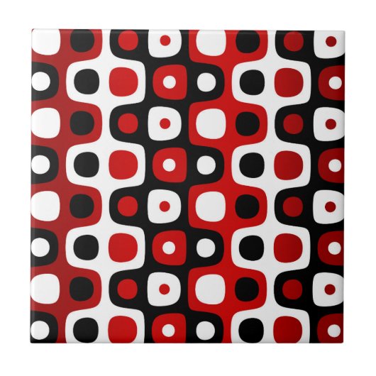 rotes Schwarz-Weiß-Muster Fliese (Vorderseite)