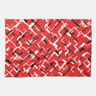 Rotes Schwarz-weißes Cooles Muster Geschirrtuch