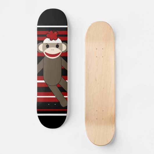 Rotes Schwarz-weißes gestreiftes Skateboard (Vorderseite)