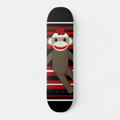 Rotes Schwarz-weißes gestreiftes Skateboard (Vorderseite)