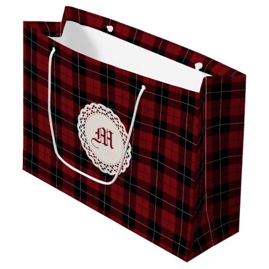 Rotes Schwarz-weißes kariertes Große Geschenktüte (Vorderseite Schrägansicht)