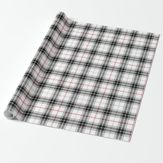 Rotes Schwarz-weißes schottisches Tartan-Kariertes Geschenkpapier (Ungerollt)