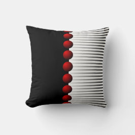 Rotes Schwarz-weißes und graues abstraktes Kissen