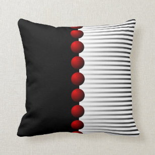 Rotes Schwarz-weißes und graues abstraktes Kissen