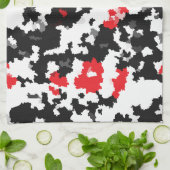 Rotes Schwarz-weißes unregelmäßiges Abstract-Desig Geschirrtuch (Gefaltet)