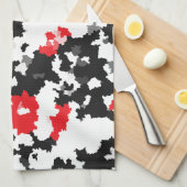 Rotes Schwarz-weißes unregelmäßiges Abstract-Desig Geschirrtuch (Viertel Falte)