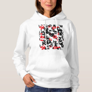 Rotes Schwarz-weißes unregelmäßiges Abstract-Desig Hoodie