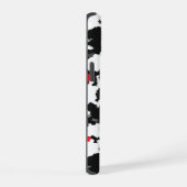 Rotes Schwarz-weißes unregelmäßiges Abstract-Desig iPhone 15 Hülle (Rechte Seite)