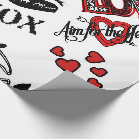 Rotes Schwarz-weißes Valentine Motif Wrapping Pape Geschenkpapier (Ecke)