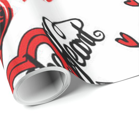 Rotes Schwarz-weißes Valentine Motif Wrapping Pape Geschenkpapier (Rolleneckpunkt)